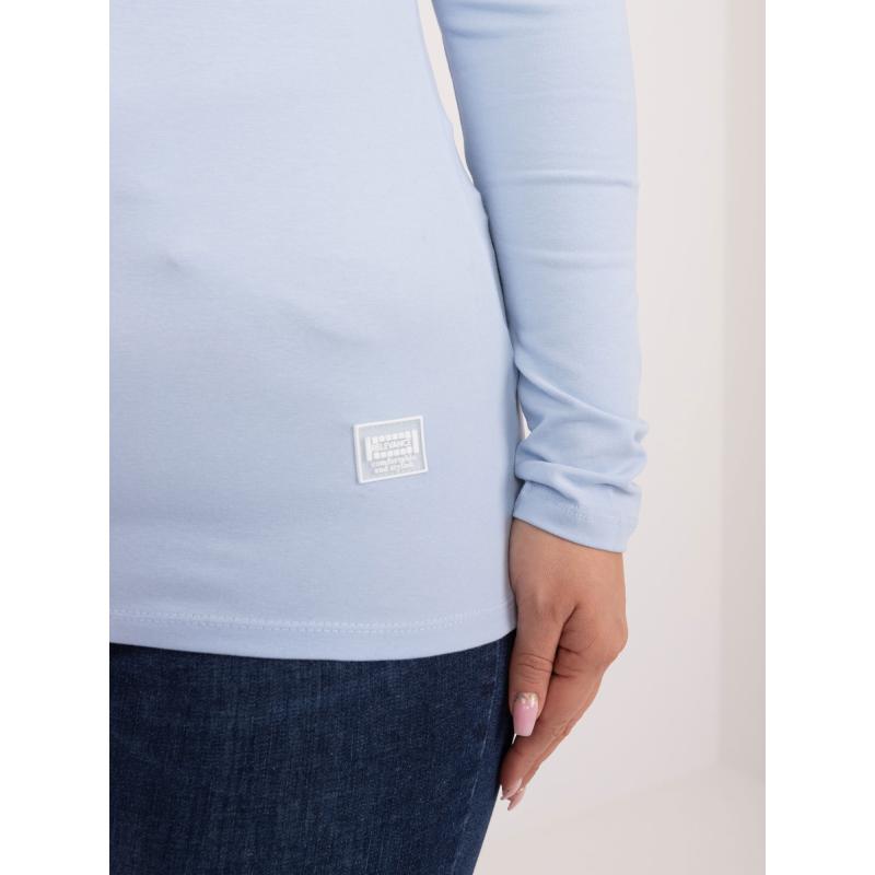 Dámská halenka s nášivkou hladká plus size SOFA světle modrá 