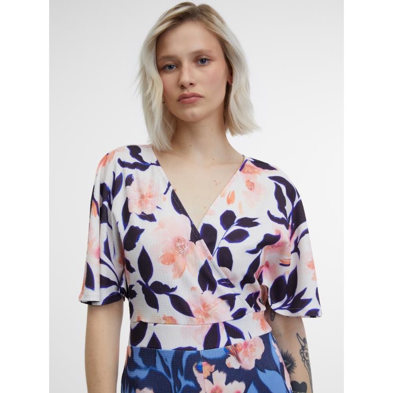 Sötétkék női virágos overall