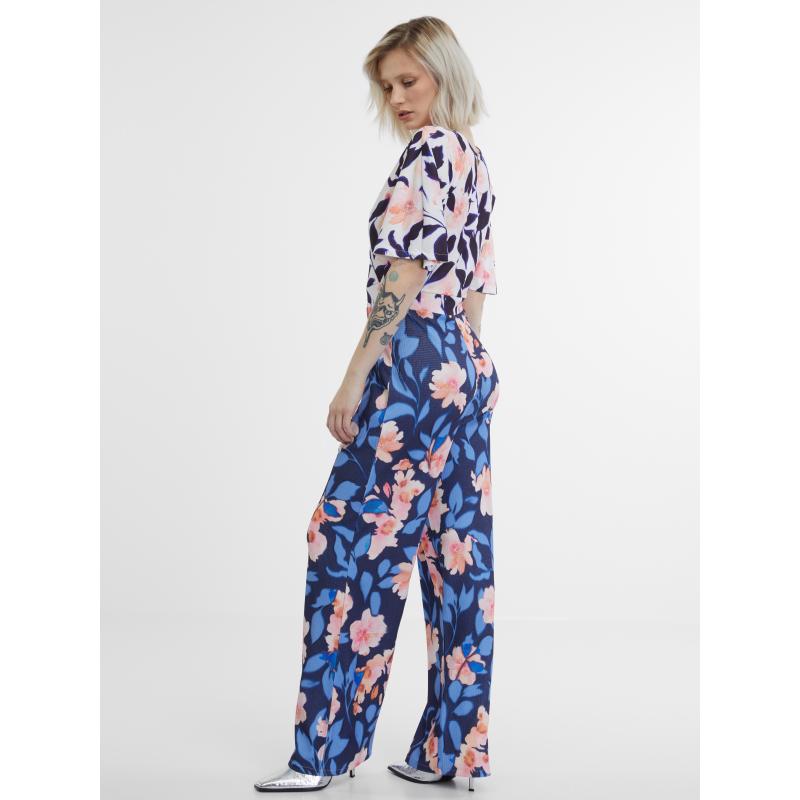Sötétkék női virágos overall