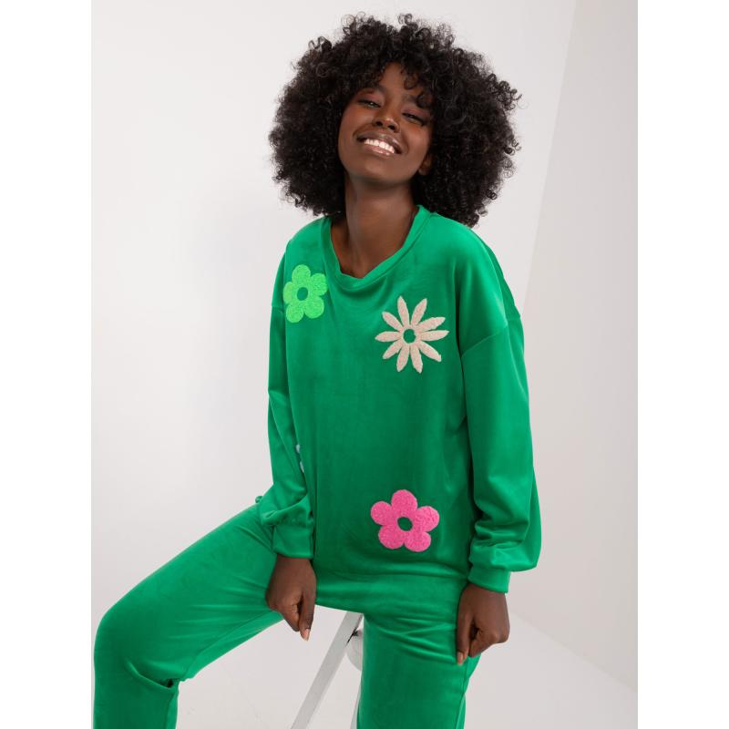 Női kétrészes bársony szett HERA zöld