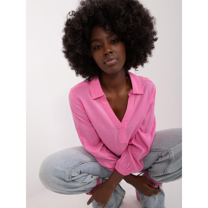 Női V-nyakú blúz SUBLEVEL pink