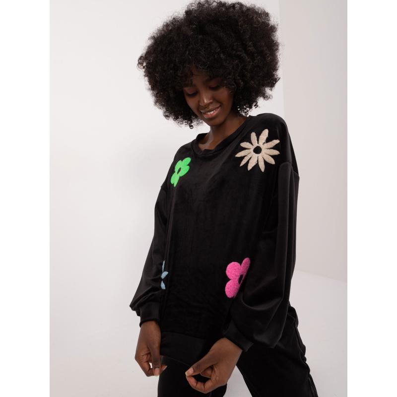 Női virágos blúz TASSA fekete