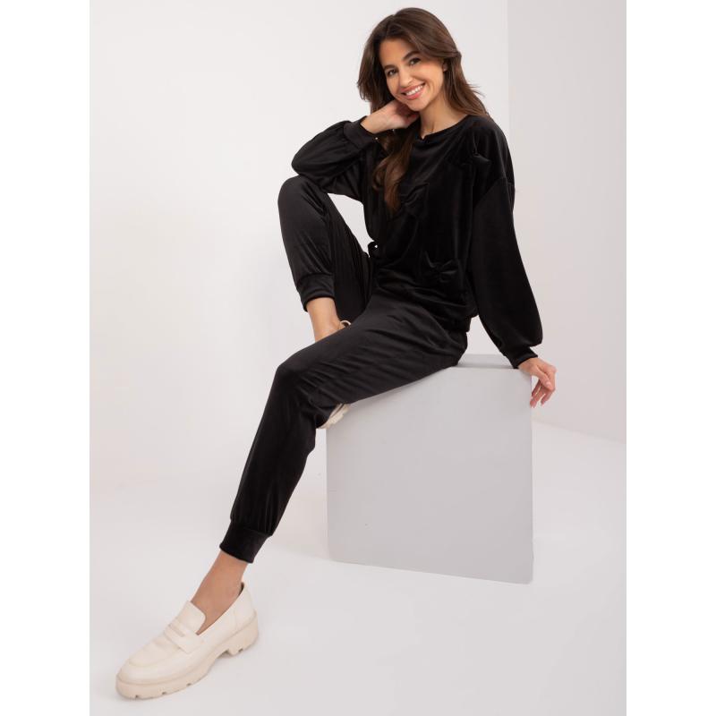 Női kétrészes bársony szett TREA fekete