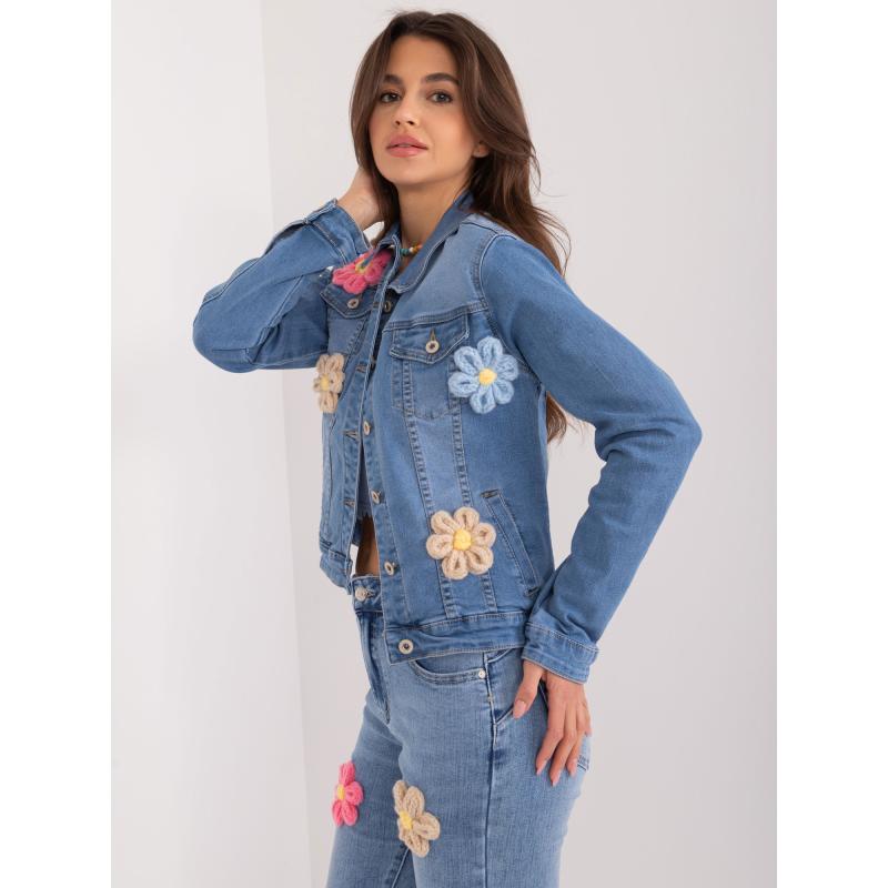 Női dzseki applikációkkal JEANS kék