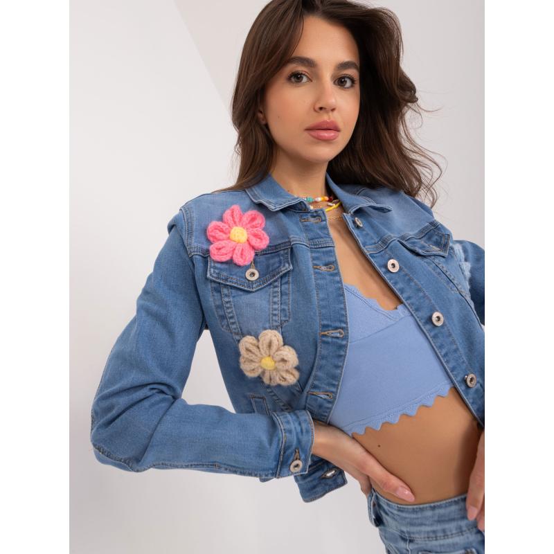 Női dzseki applikációkkal JEANS kék