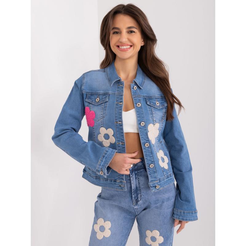 Női dzseki virágmintás HETA kék