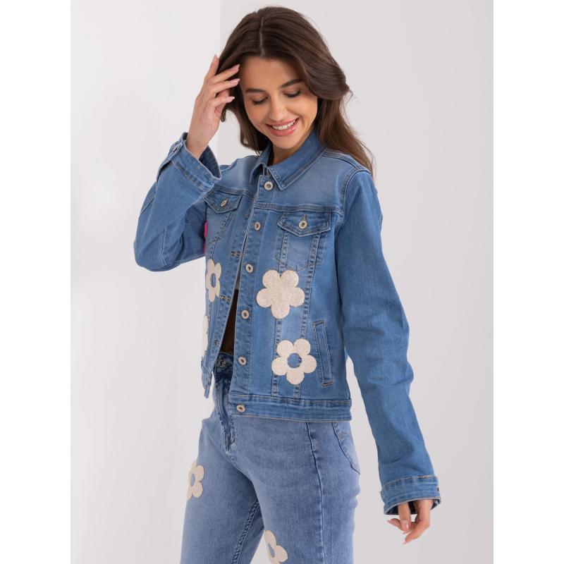 Női dzseki virágmintás HETA kék
