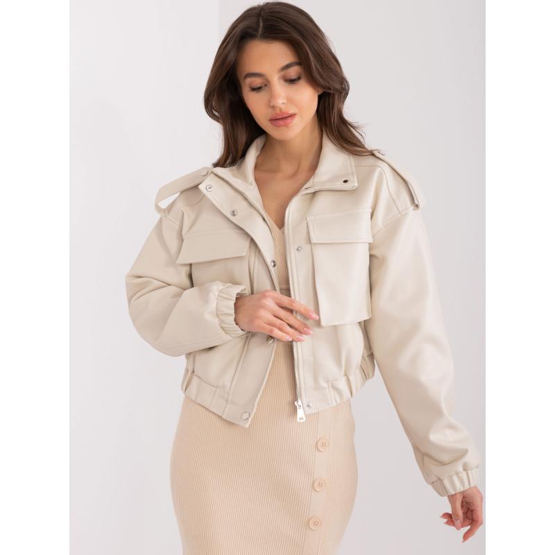 Női öko bőrdzseki MOTO bézs