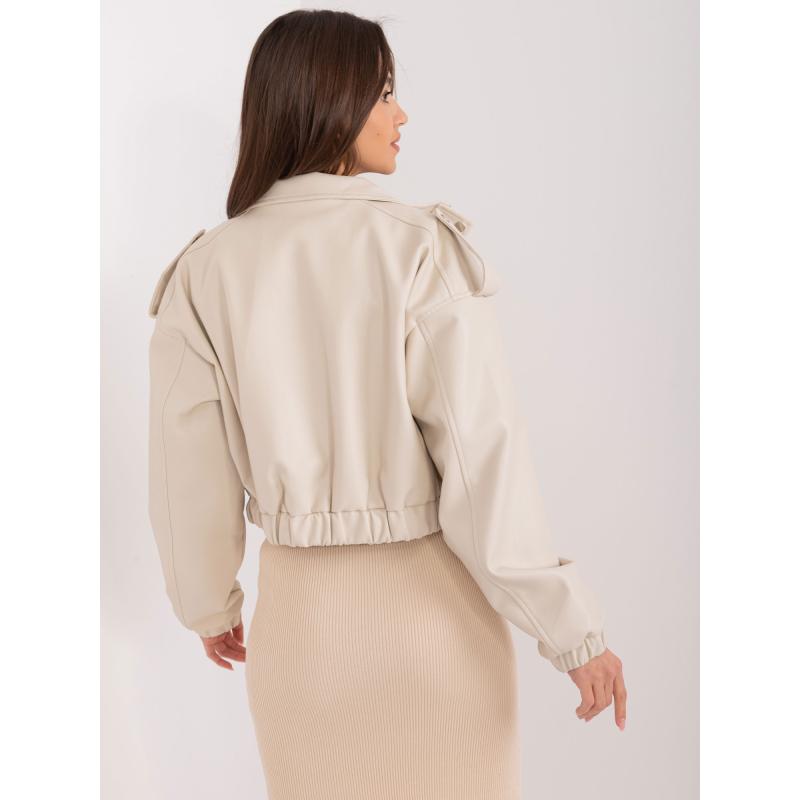 Női öko bőrdzseki MOTO bézs