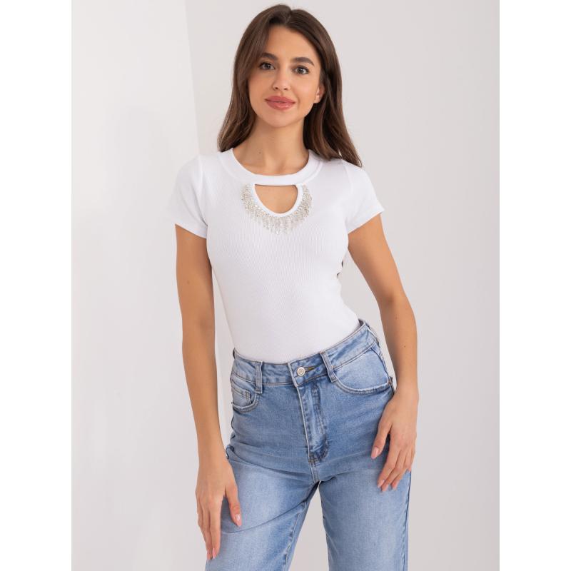 Dámské tričko ve fitted střihu pruhované FOTA bílé 