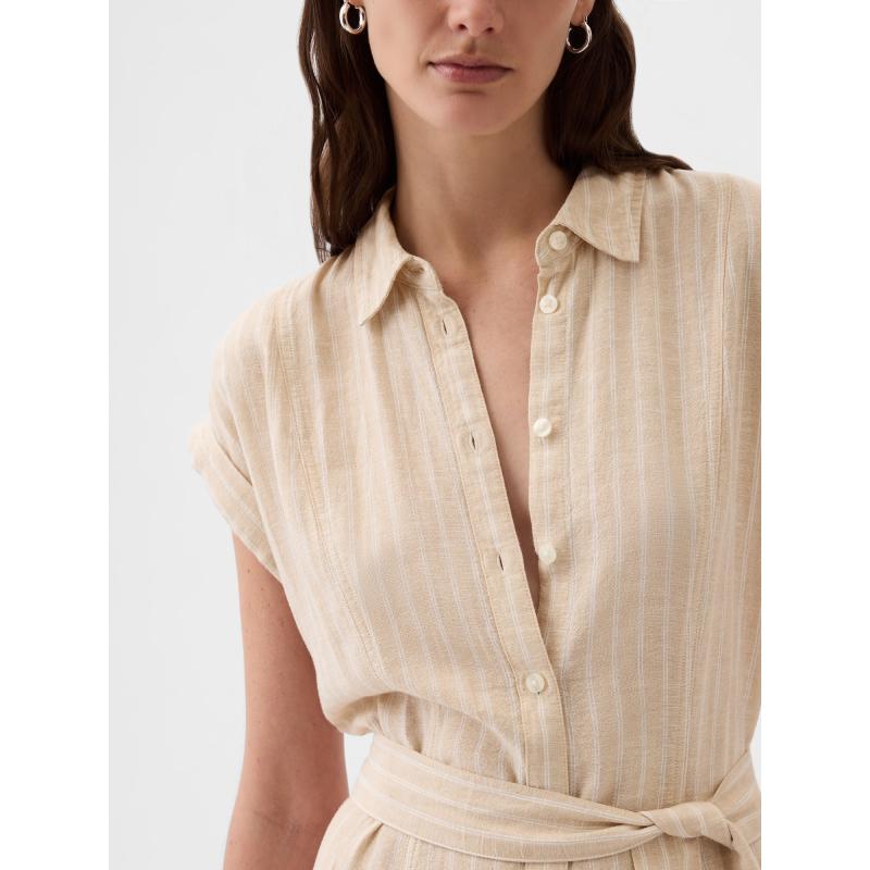 Vászon ing midi ruha