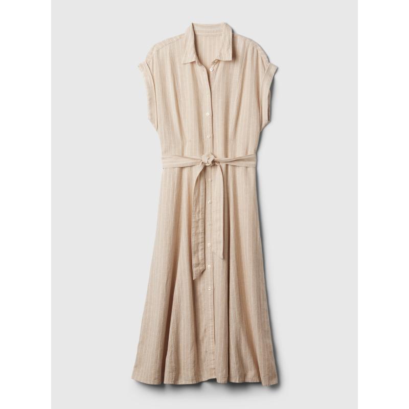 Vászon ing midi ruha