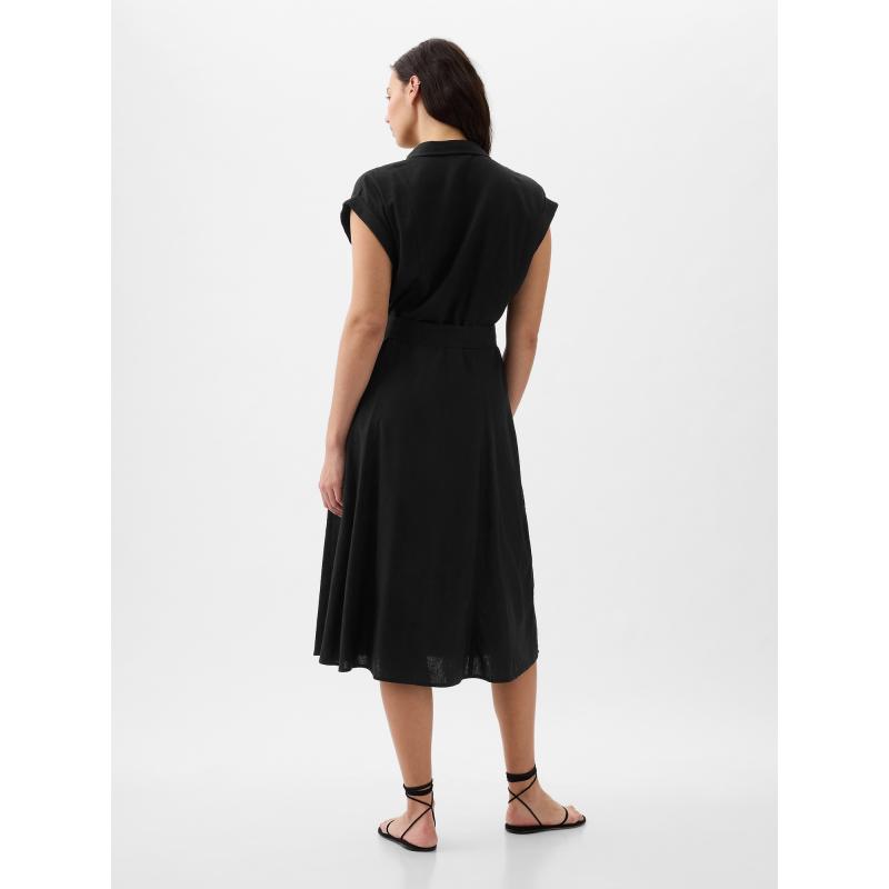 Vászon ing midi ruha