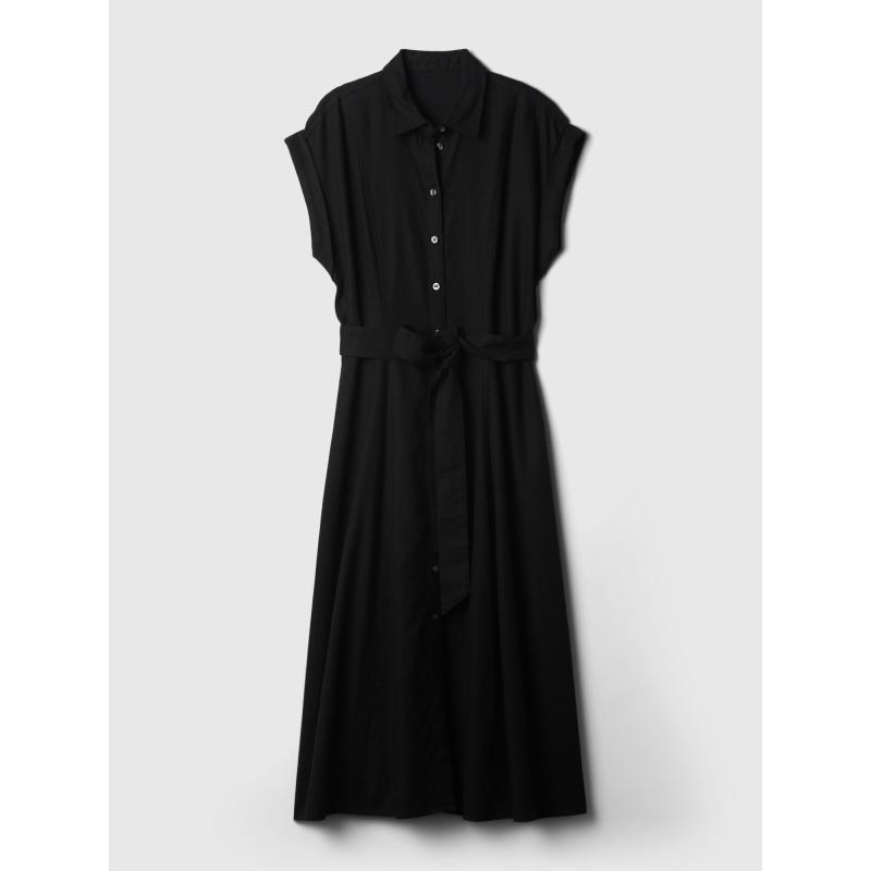 Vászon ing midi ruha
