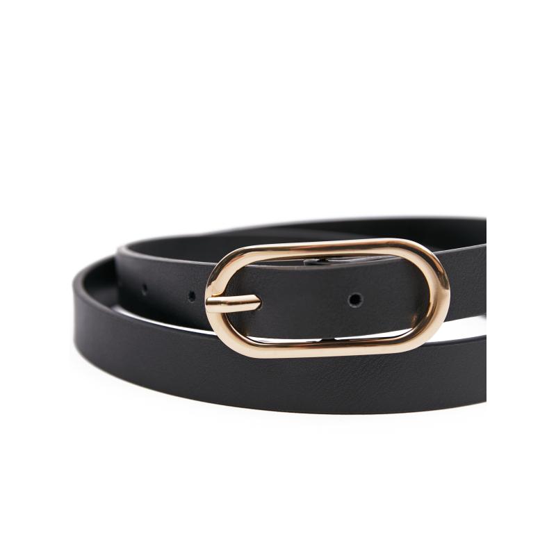 Černý dámský kožený pásek