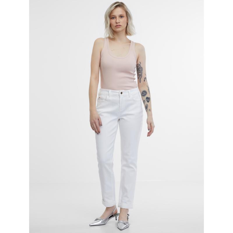 Biele dámske džínsy Boyfriend
