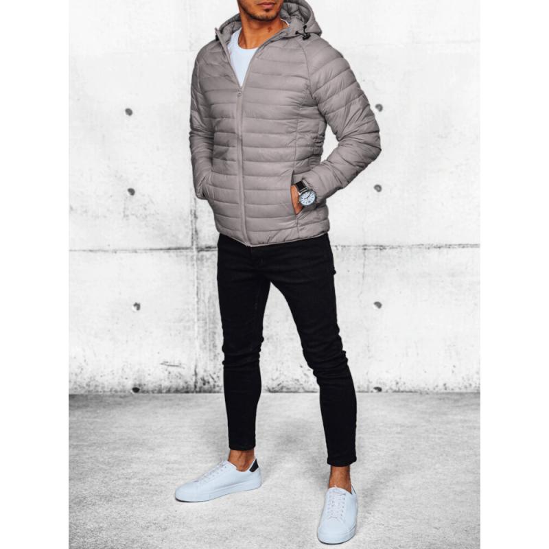 Férfi átmeneti steppelt kabát világosszürke