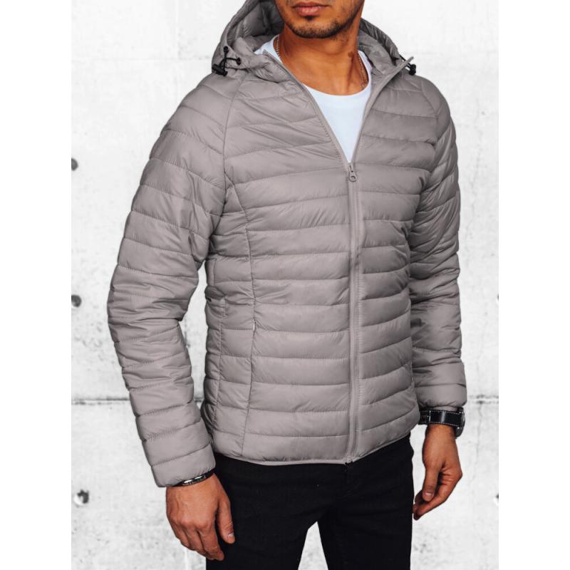 Férfi átmeneti steppelt kabát világosszürke