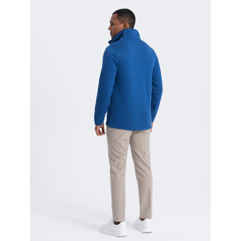 Pánska voľnočasová mikina s golierom na gombíky V1 OM-SSZP-0171 modrá