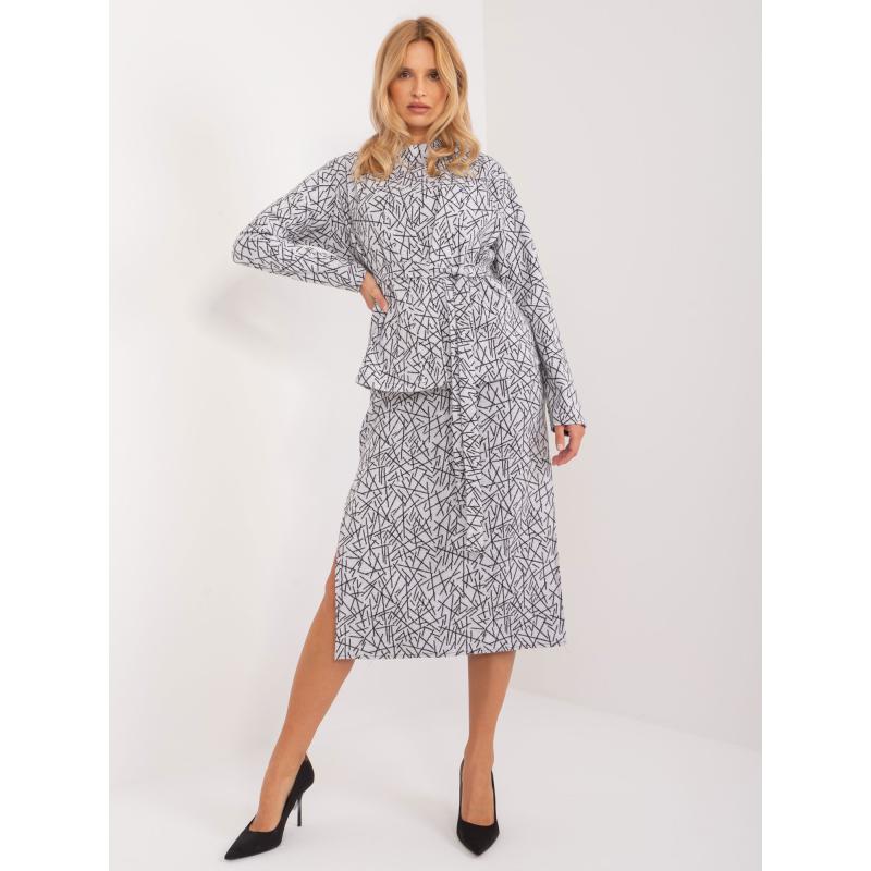 Dámsky opaskový blejzrový komplet ELLE svetlosivý