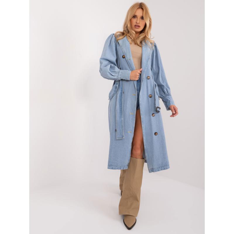 Dámský kabát s knoflíky DENIM světle modrý 