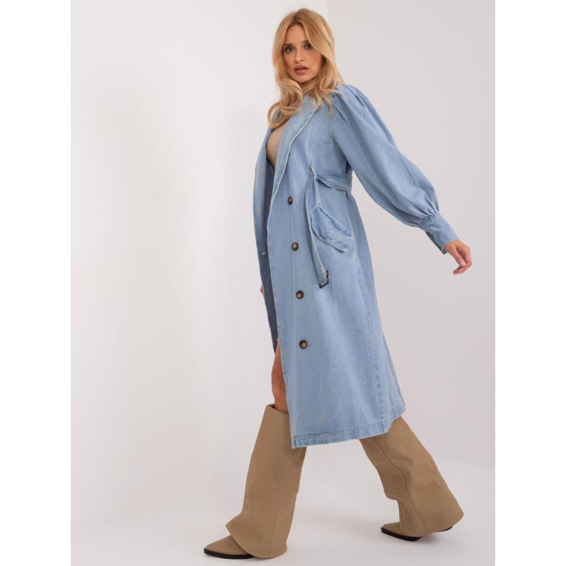 Dámský kabát s knoflíky DENIM světle modrý 