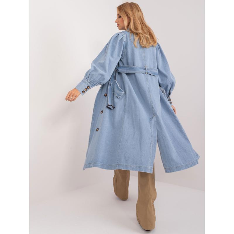 Dámský kabát s knoflíky DENIM světle modrý 