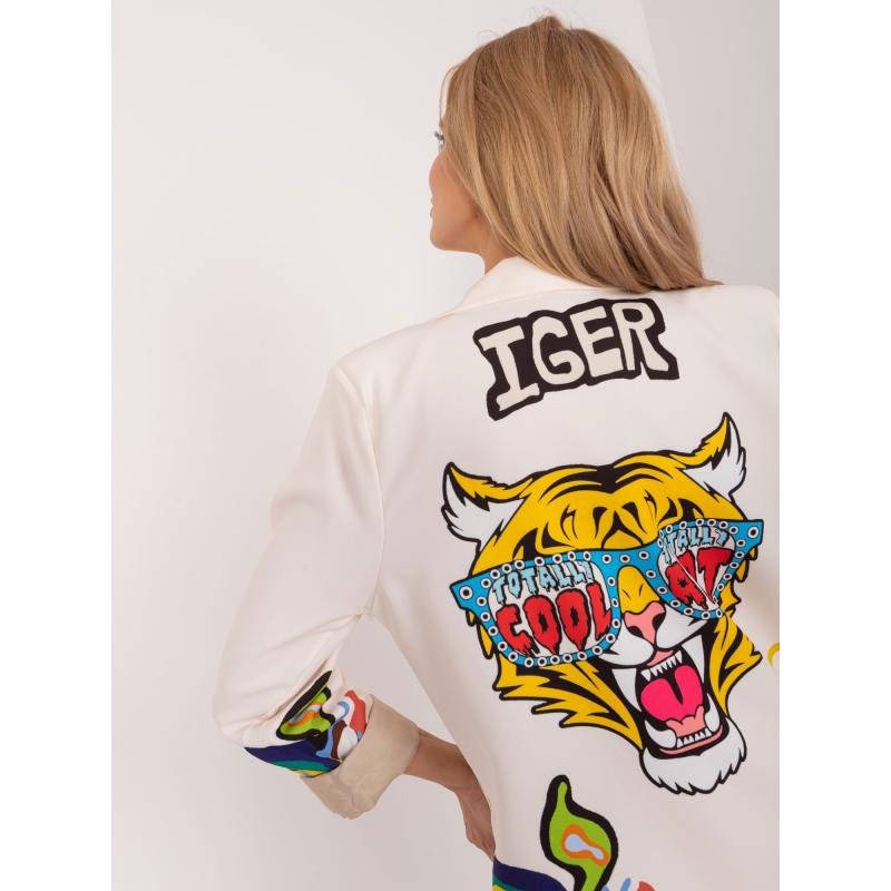 Dámské sako s potiskem na zádech ORGA krémové 