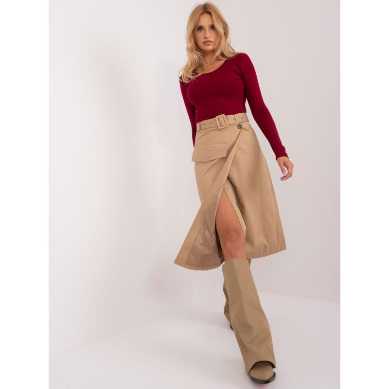 Dámská sukně s páskem CARGO hnědá