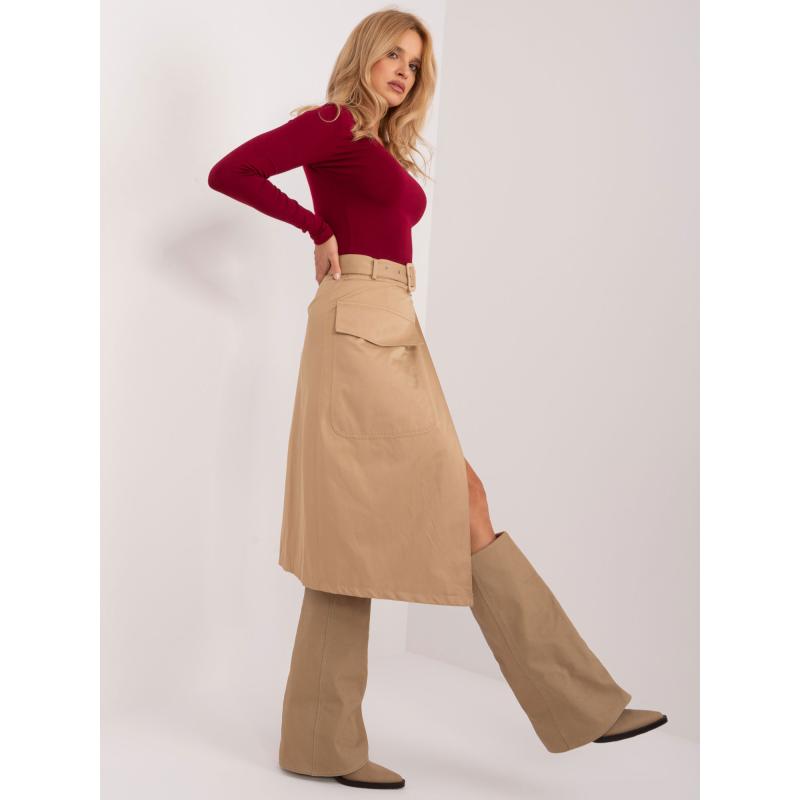 Dámská sukně s páskem CARGO hnědá