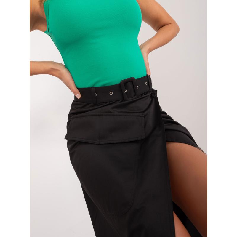 Női midi szoknya zsebekkel CARGO fekete