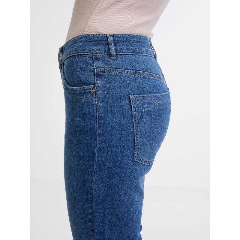 Modré dámske džínsy úzkeho strihu