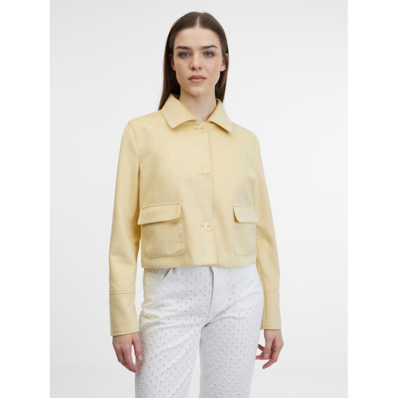 Sárga női szarvasbőr kabát