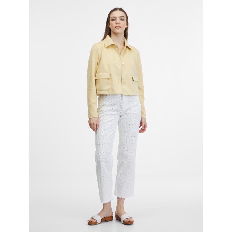 Sárga női szarvasbőr kabát