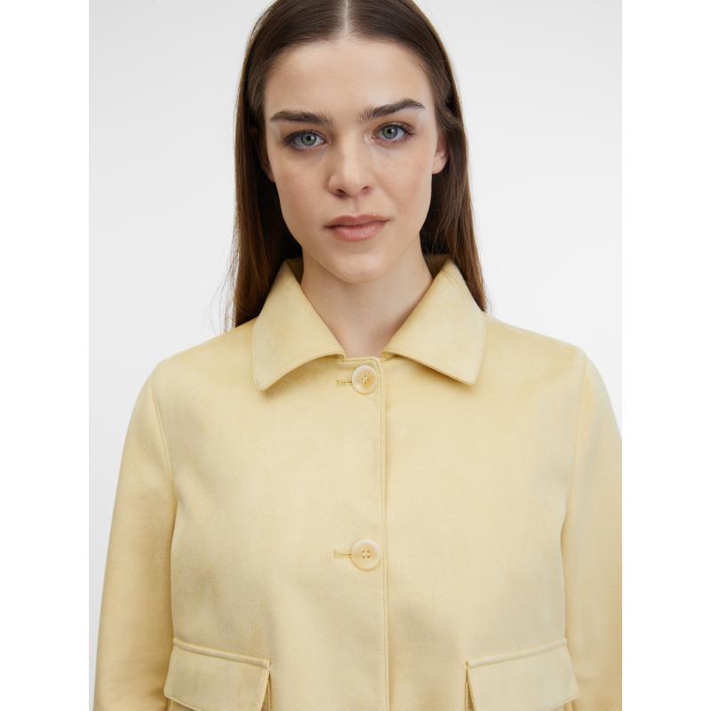 Sárga női szarvasbőr kabát