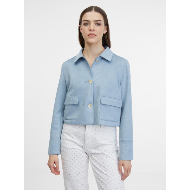 Kék női szarvasbőr kabát