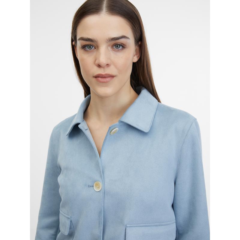 Kék női szarvasbőr kabát