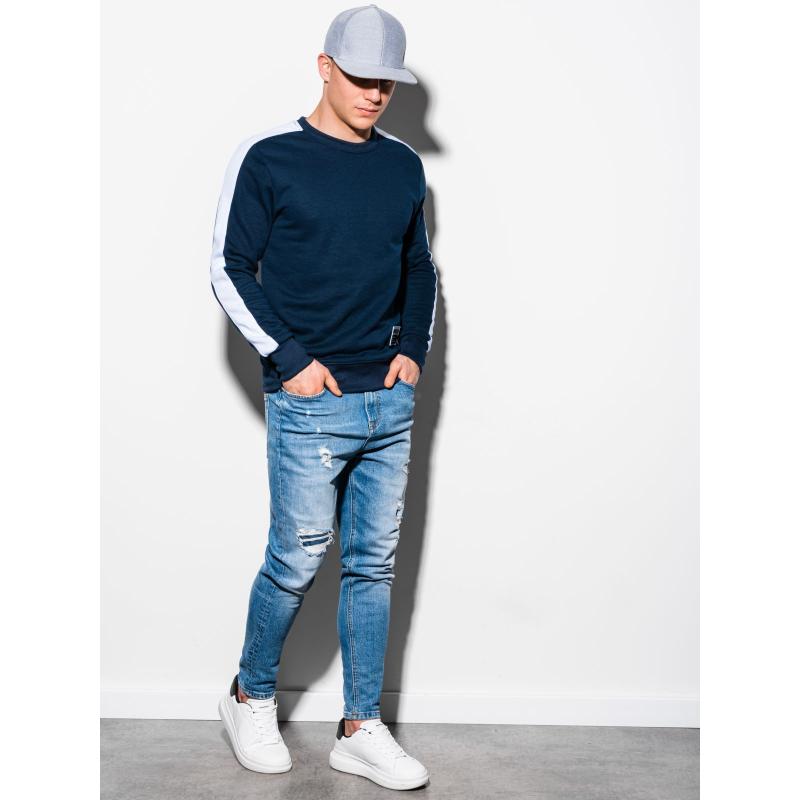 Pánská mikina bez kapuce OM-SSNZ-22FW-010 V2 tmavě modrá