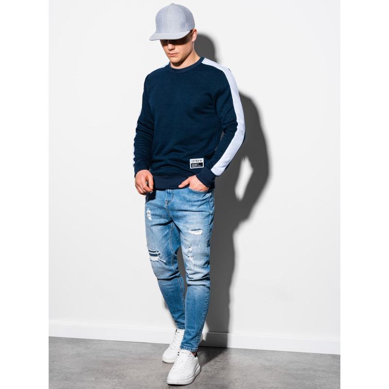 Pánská mikina bez kapuce OM-SSNZ-22FW-010 V2 tmavě modrá