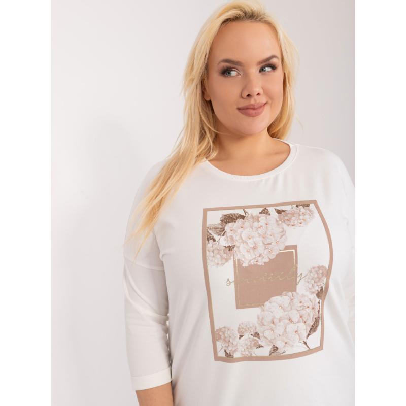 Dámská halenka s potiskem ležérní plus size GOMA ecru  