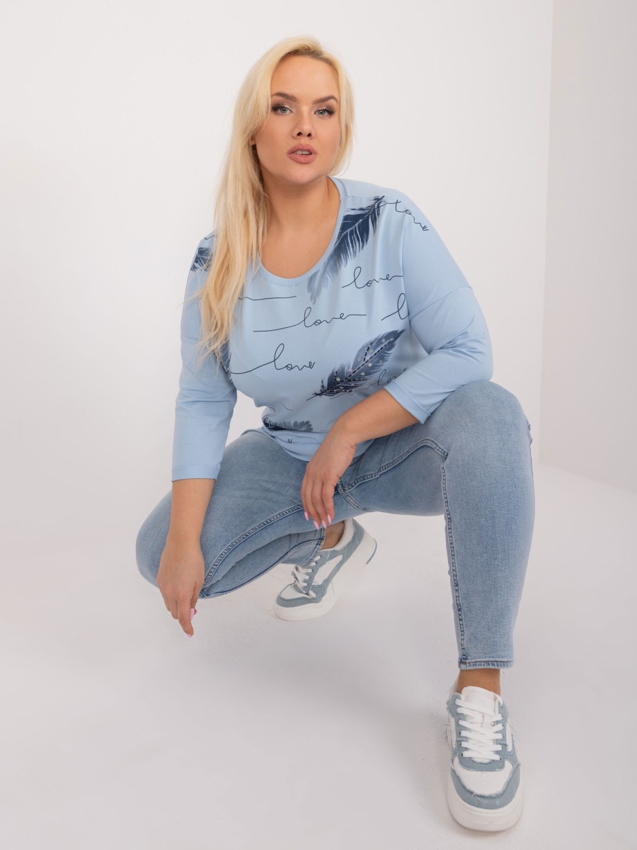 Női pamut plus size blúz TOKA világoskék