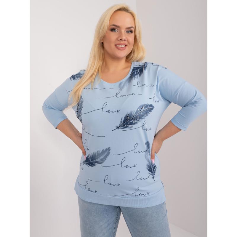 Dámská halenka bavlněná plus size TOKA světle modrá 