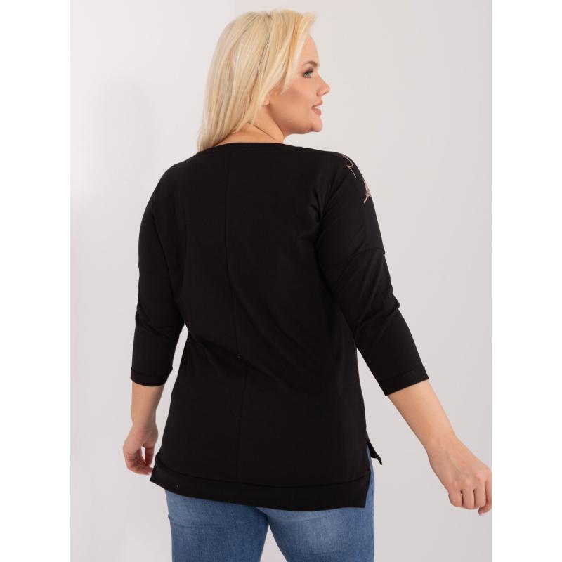 Dámská halenka s 3/4 rukávy plus size  KEVA černá