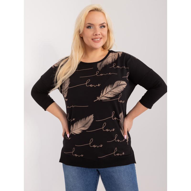 Dámská halenka s 3/4 rukávy plus size  KEVA černá