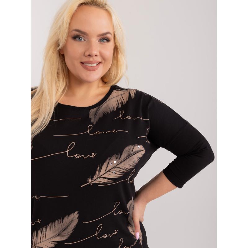 Dámská halenka s 3/4 rukávy plus size  KEVA černá