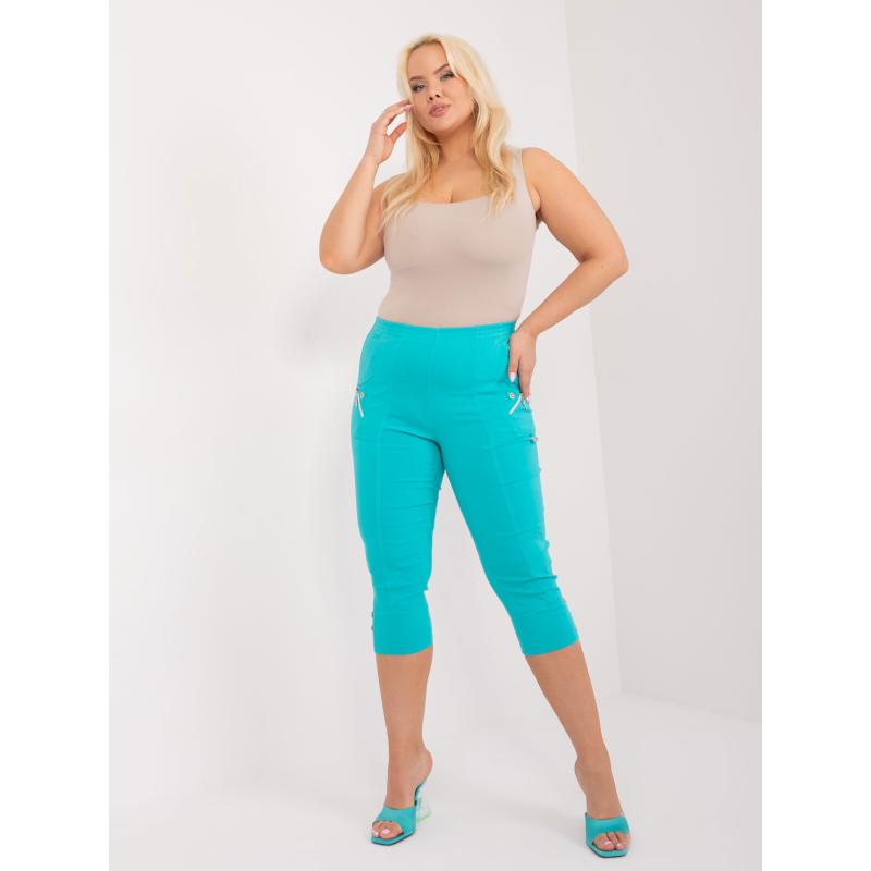 Dámské kalhoty plus size bez knoflíků RYBA tyrkysové 