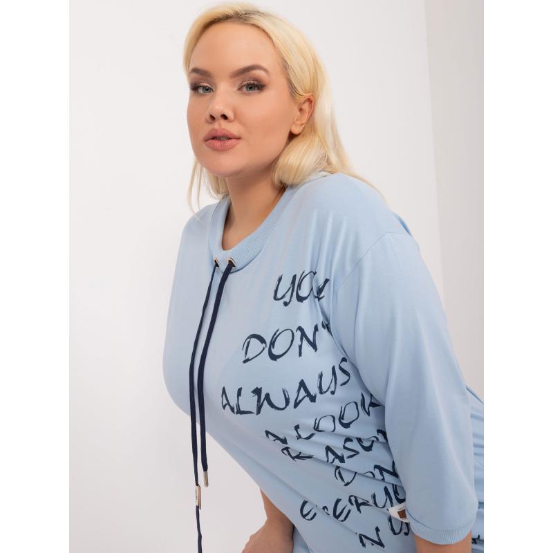 Dámská halenka s 3/4 rukávy plus size JIMA světle modrá