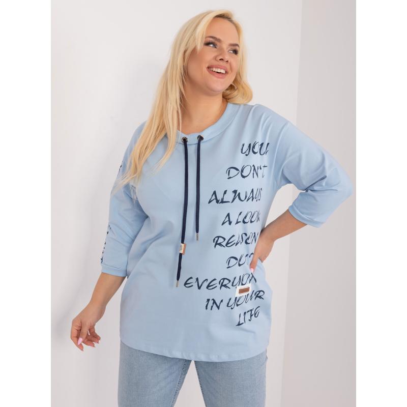 Dámská halenka s 3/4 rukávy plus size JIMA světle modrá