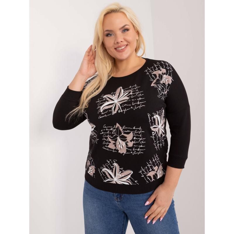 Dámská halenka s kulatým výstřihem plus size TORA černá 