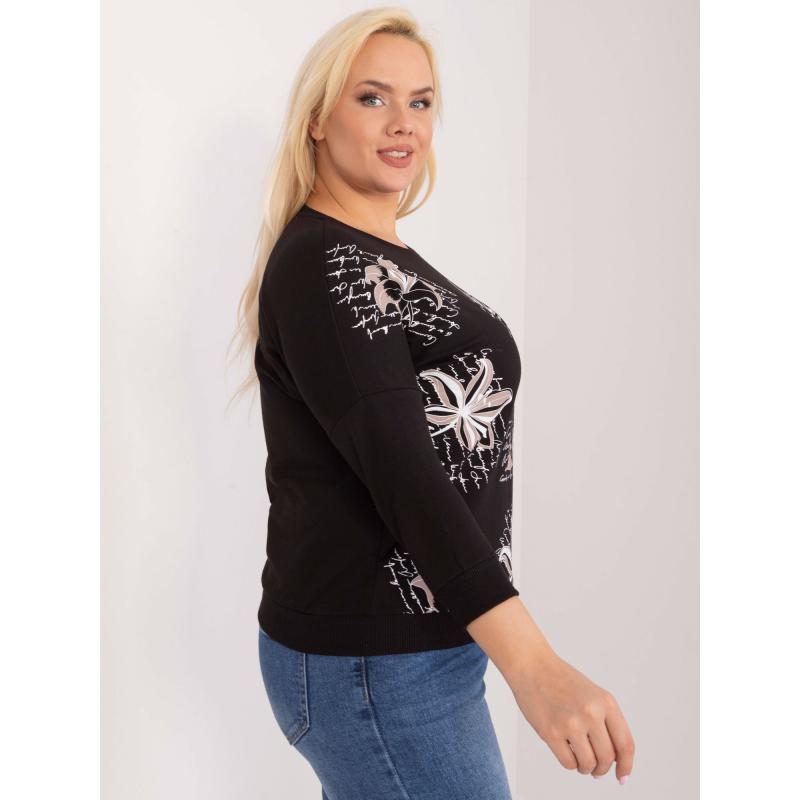 Dámská halenka s kulatým výstřihem plus size TORA černá 